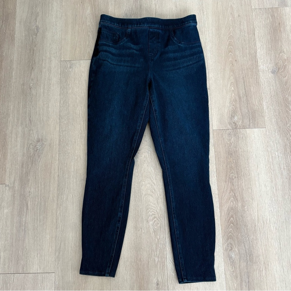 SPANX Womens Dark Blue Denim Jeans Jeggings Medium Stretchy Cotton Flattering